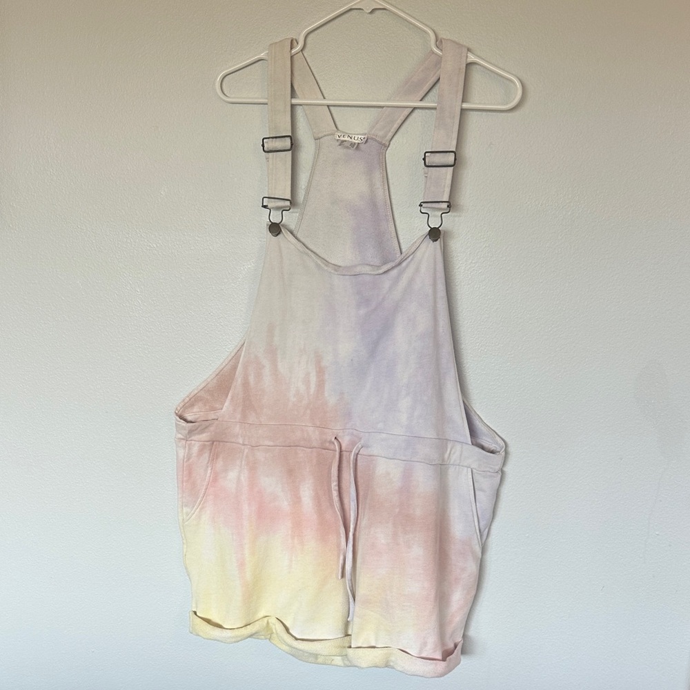 VENUS Pastel Tie-Dye Overall Shorts